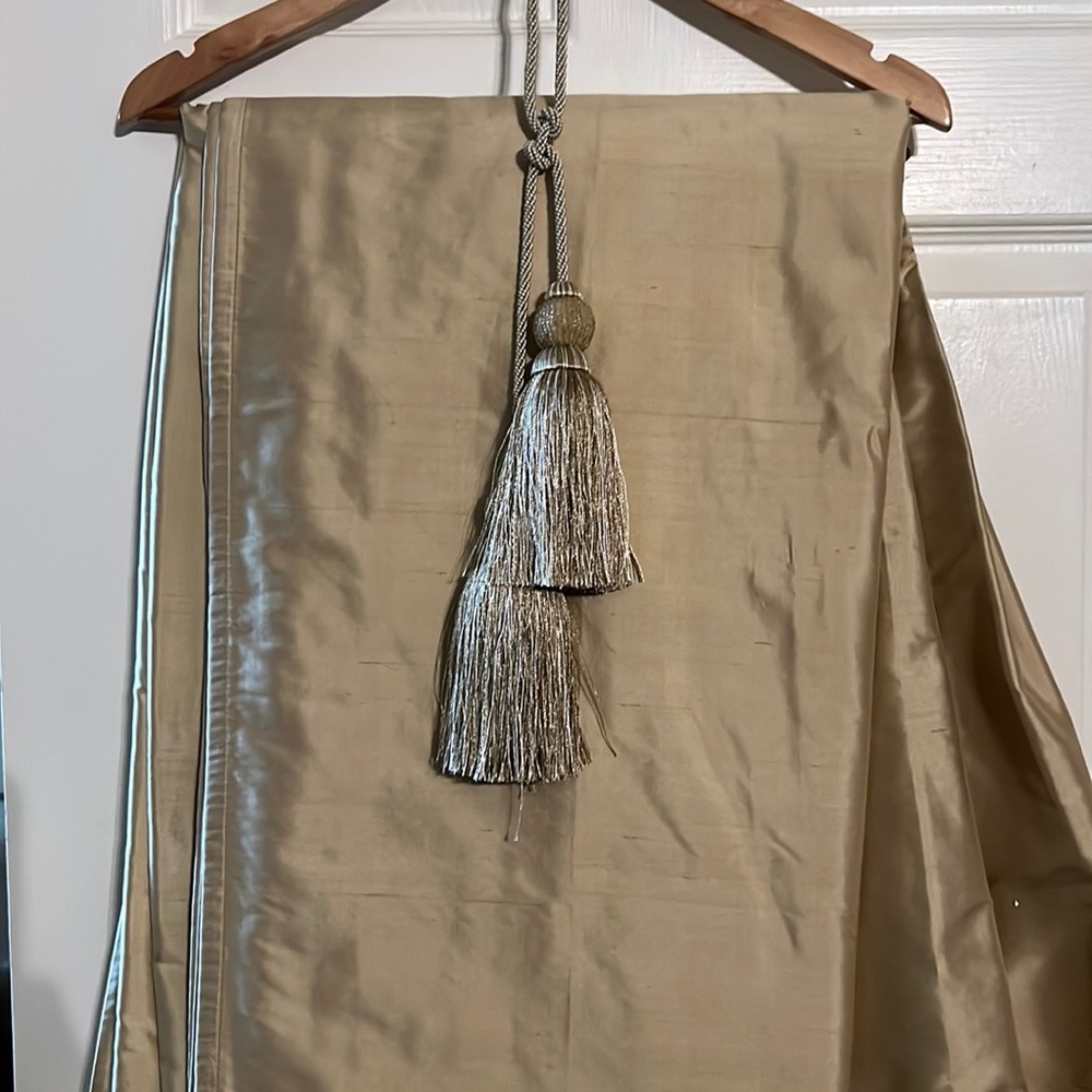Pottery barn gold silk curtain panels- 8 panels available-Price per2 panel set